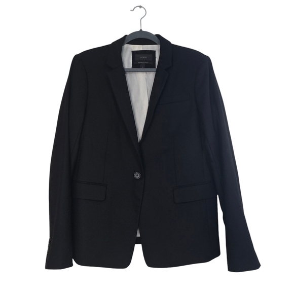 J. Crew Regent Blazer Wool Blend in Black Academia Preppy Equestrian Office Care - Picture 1 of 10